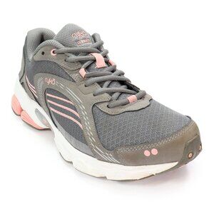 Ryka Women's Ultimate Athletic Shoe Grey & Pink Mesh Upper Workout Sneaker 9 M